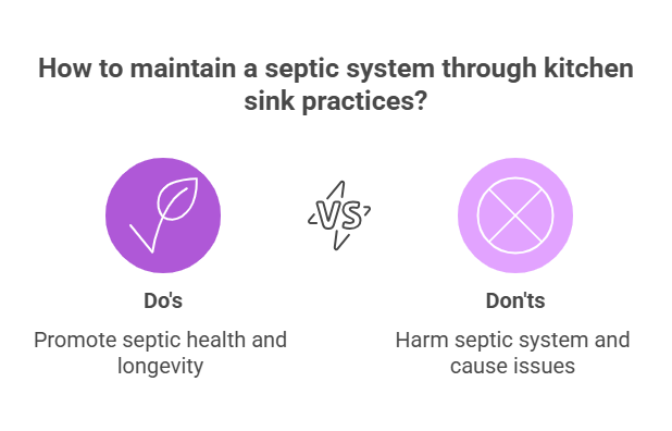 How to maintain a septic system through kitchen sink practices?