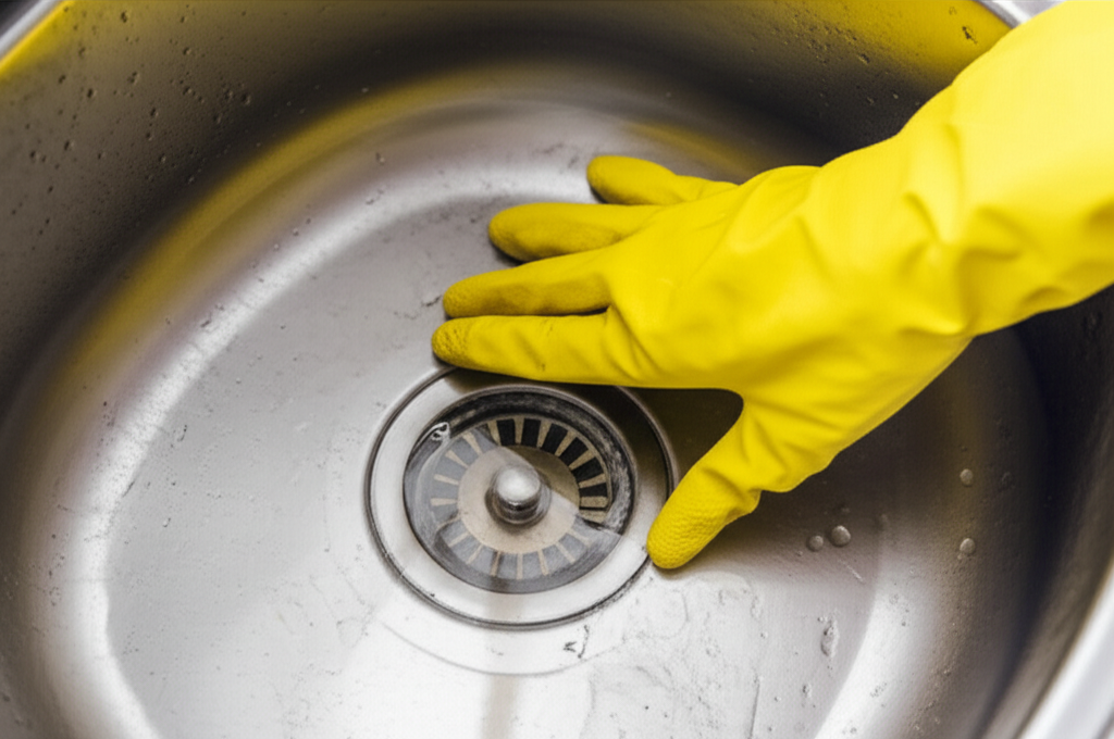 Generate a high-quality, relevant image prompt for an article about: How To Unclog A Kitchen Sink Wi